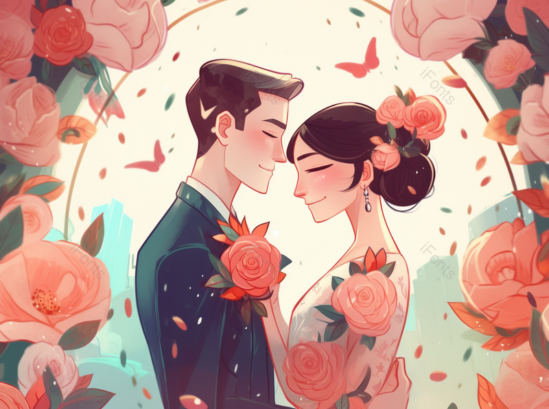 浪漫玫瑰花现场情侣约会插画,插画/手绘图,插画/手绘图库,插画/手绘图下载,插画/手绘